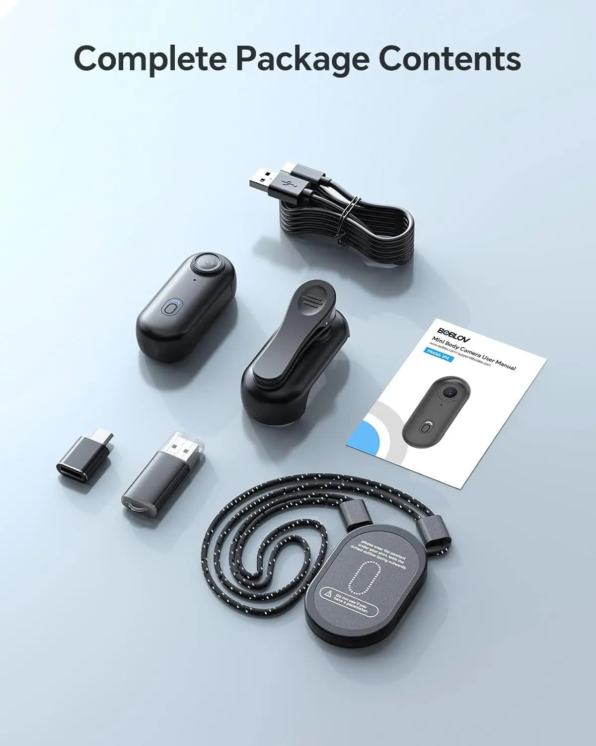 Mini Camara2K 64GB Camera 360° Clip & Magnetic Clip
