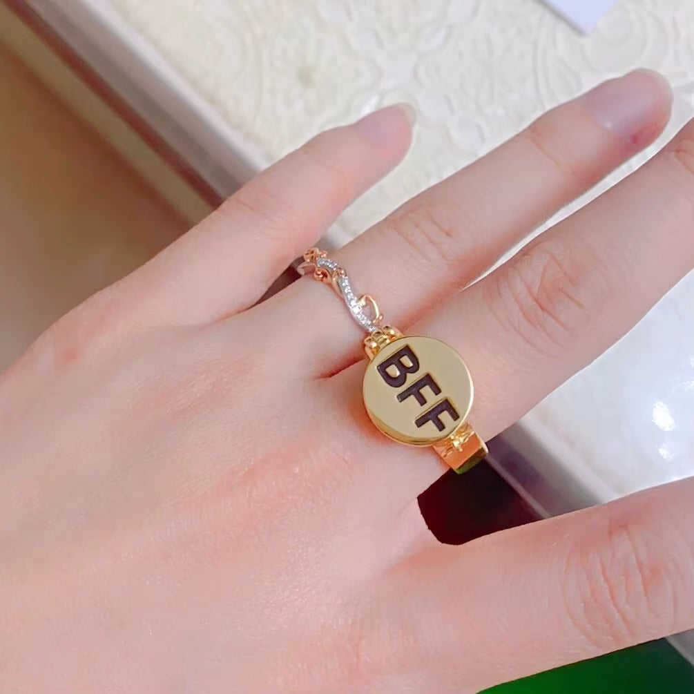 BFF Best Friend Forever Cute Cartoon Ring Trendy Friendship Open Adjustable Rings for Friend Gifts Anime Jewelry Accessories