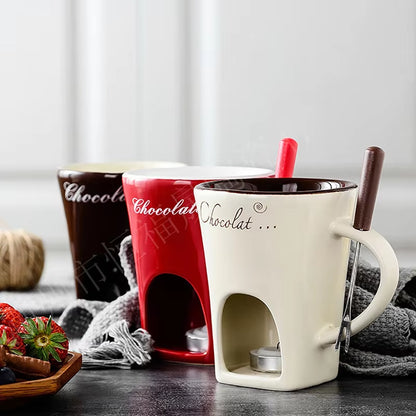 Fondue Pots Fondue Mug Set Personal Mini Chocolate Cheese Ice Cream Fondue Maker Kit Individual Butter Melter Cup Small Warmer