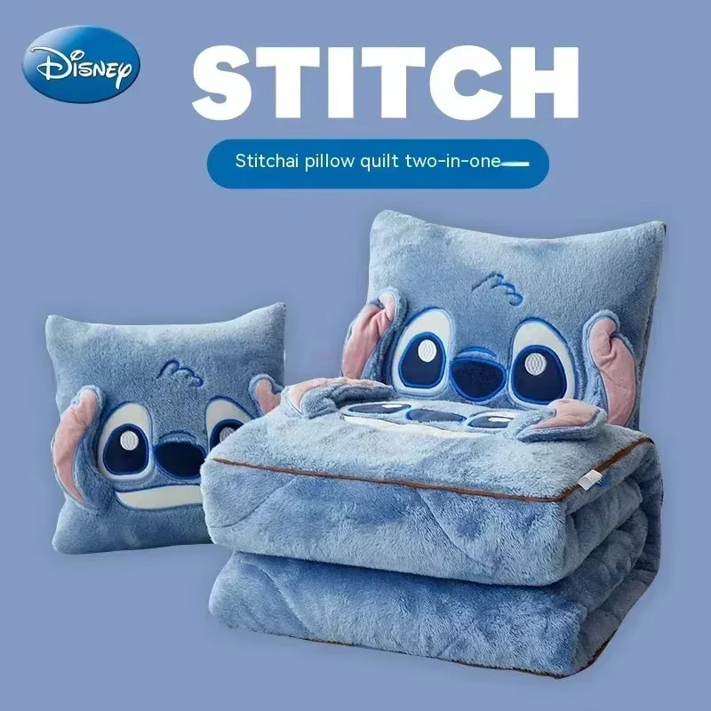 Stitch Throw Pillow Blankets Two in One Kawaii Flannel Pillow Thickened Nap Blanket Living Room Child Bedroom Decoration