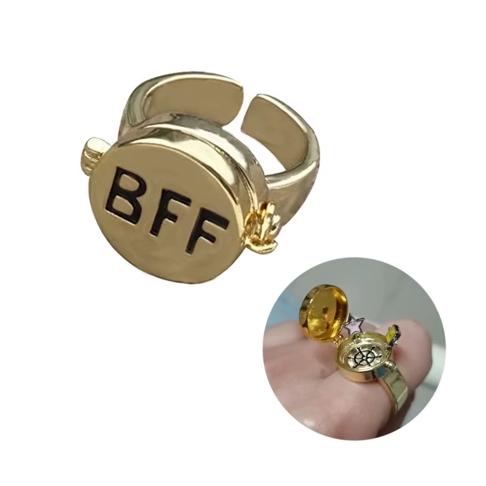 BFF Best Friend Forever Cute Cartoon Ring Trendy Friendship Open Adjustable Rings for Friend Gifts Anime Jewelry Accessories