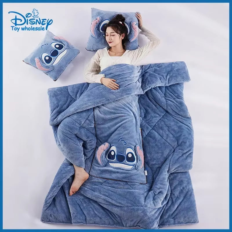 Stitch Throw Pillow Blankets Two in One Kawaii Flannel Pillow Thickened Nap Blanket Living Room Child Bedroom Decoration