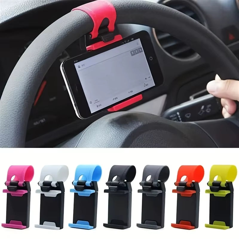 Car Cell Phone Holder Steering Wheel Mount Accessory Cell Phone Holder Clip Cell Phone Support Riding Jig Durable Easy to Use