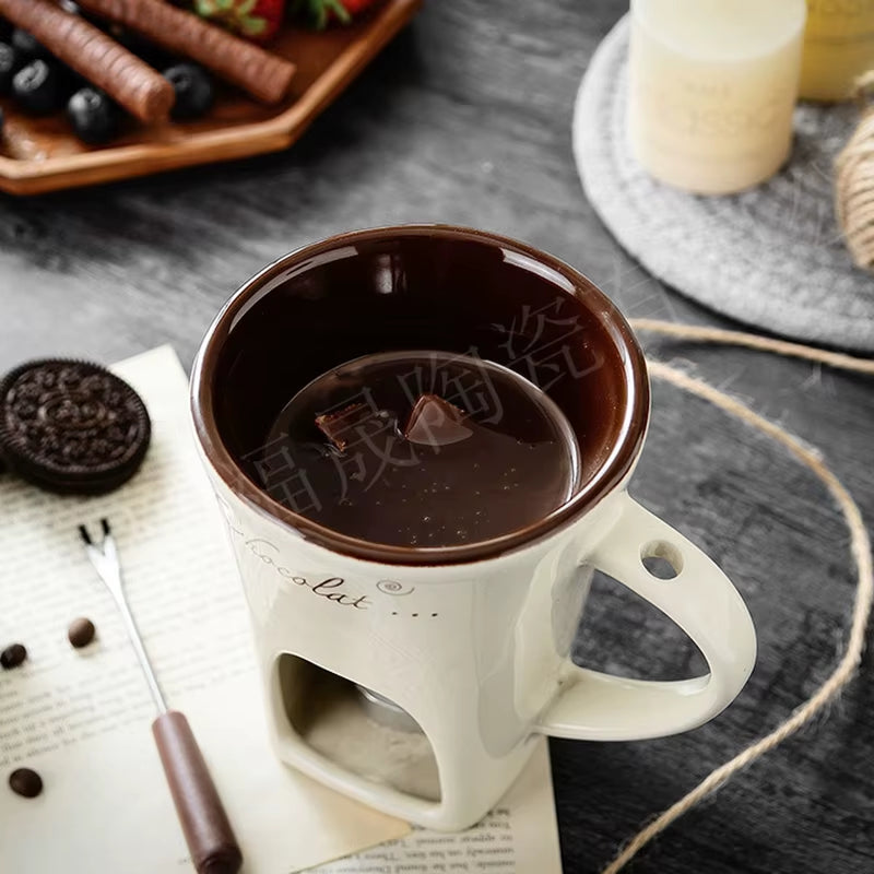 Fondue Pots Fondue Mug Set Personal Mini Chocolate Cheese Ice Cream Fondue Maker Kit Individual Butter Melter Cup Small Warmer